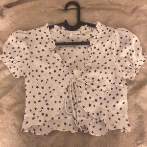 Cute white star crop top
